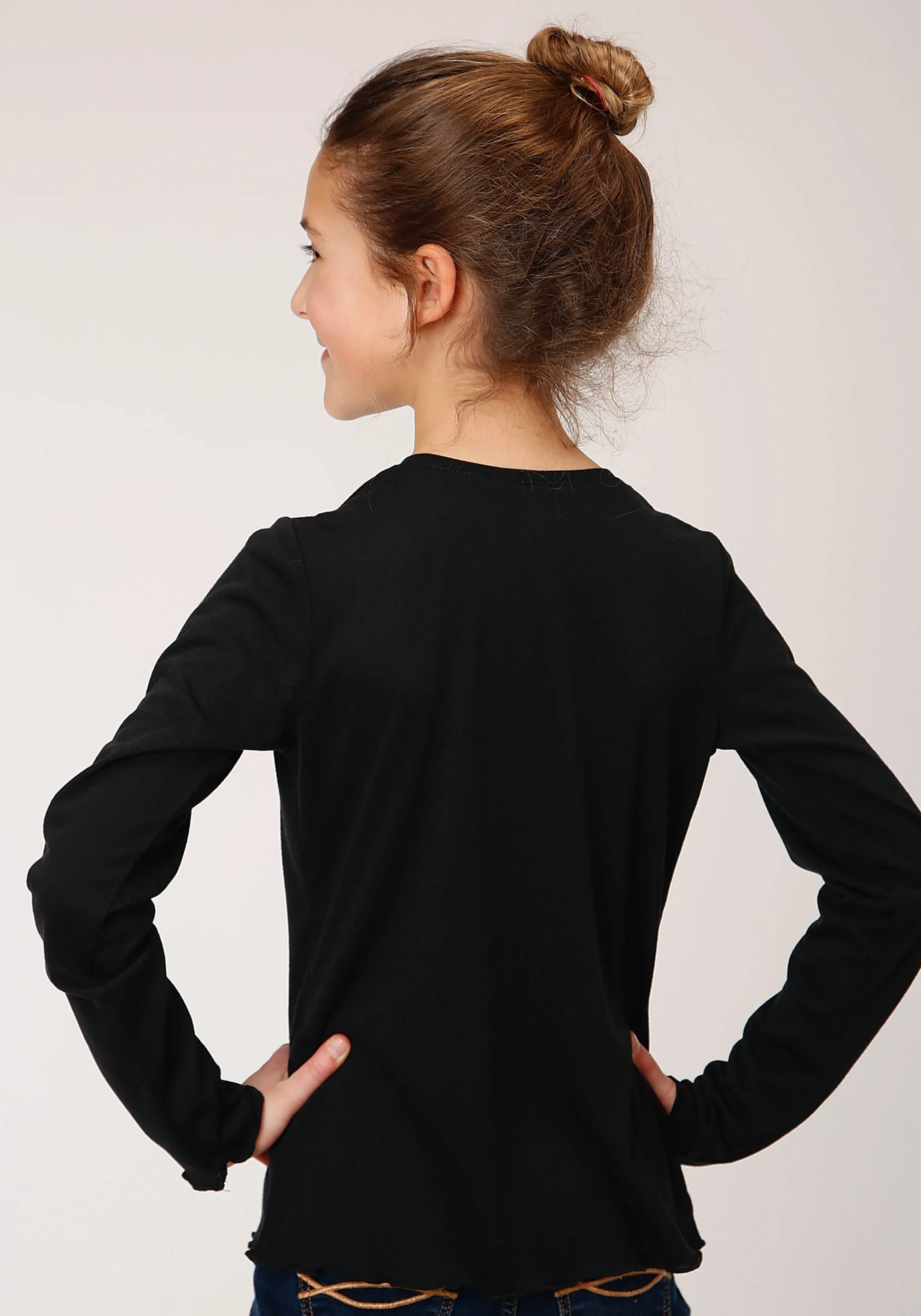 GIRLS LONG SLEEVE KNIT POLY RAYON JERSEY LONG SLEEVE  T T-SHIRT