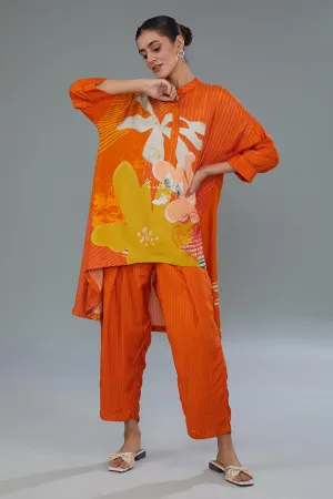 Green Printed High-Low Tunic & Pant Set