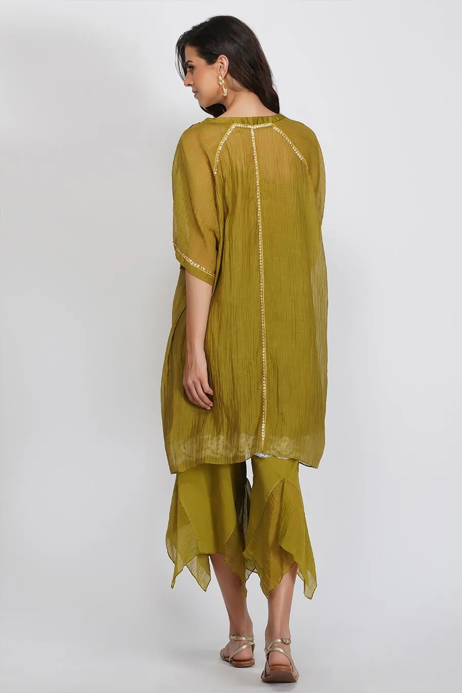 Green Tunic & Aymmetrical Pants Set
