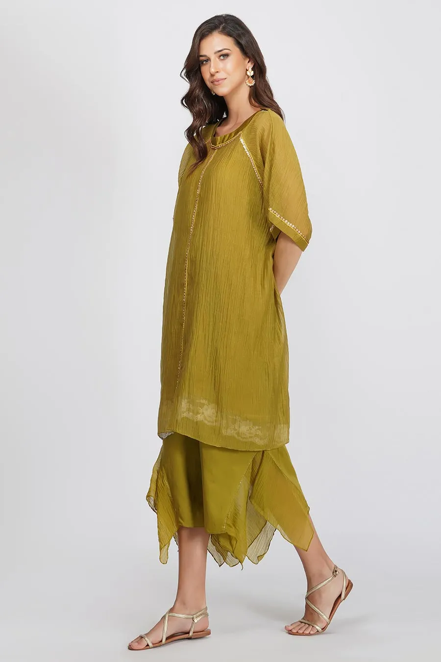 Green Tunic & Aymmetrical Pants Set