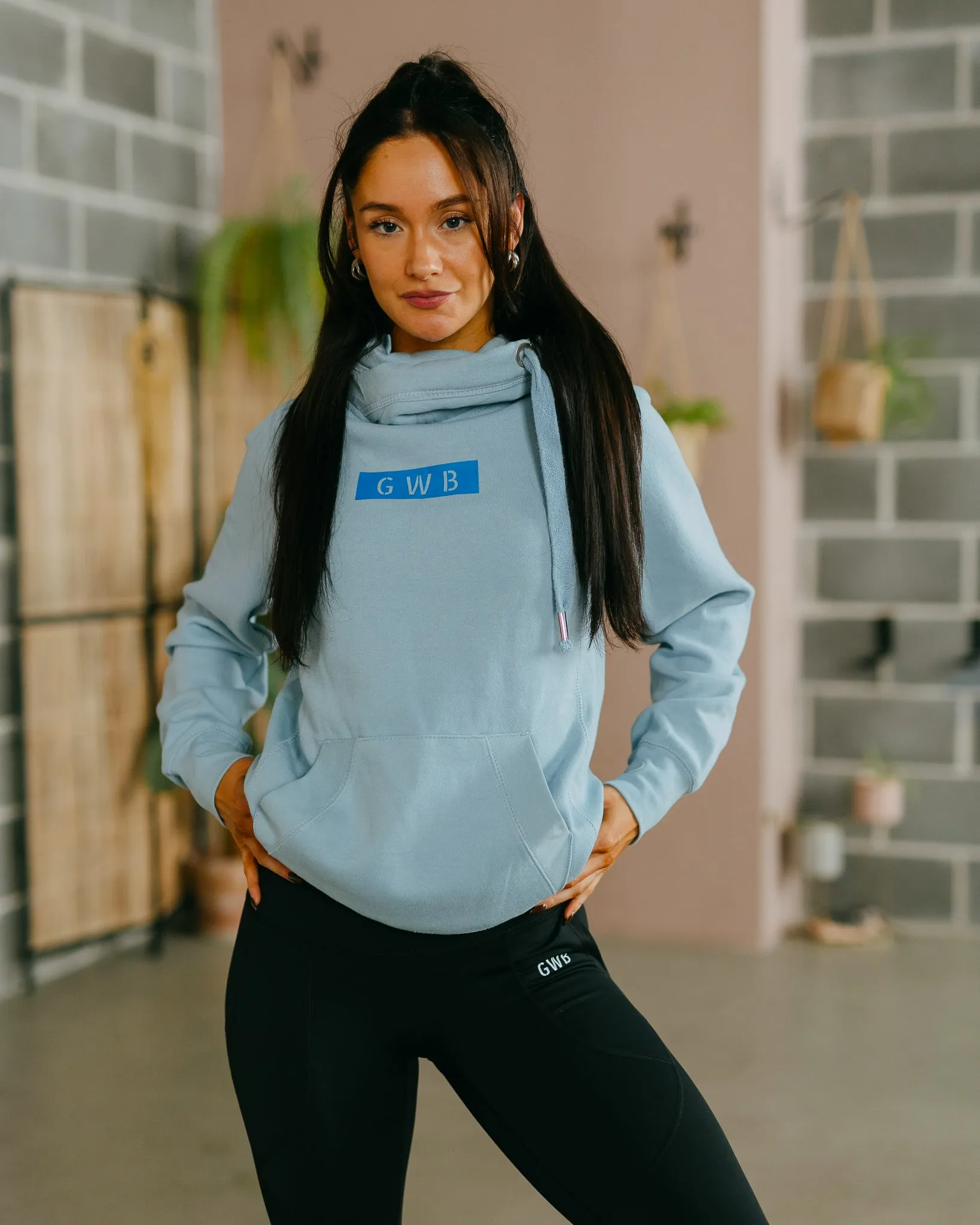 GWB Cross-necked Hoodie in Black