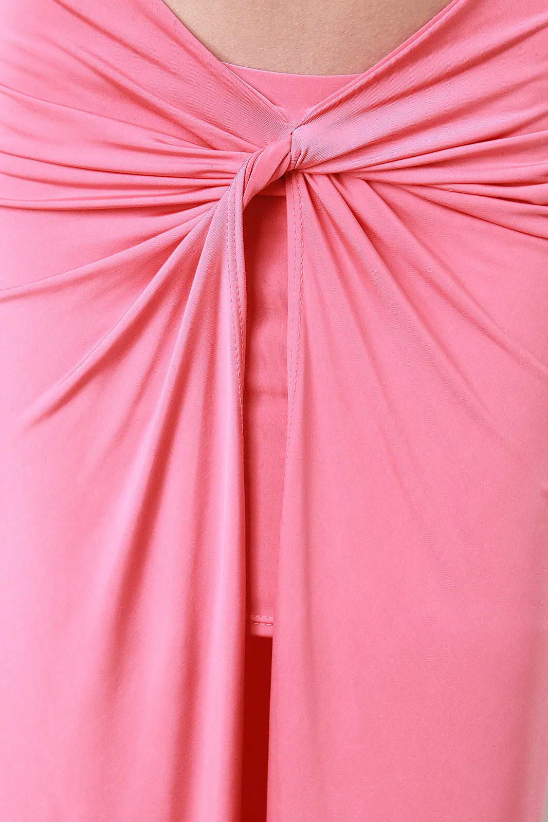Halter Open Midriff Knotted Maxi Dress