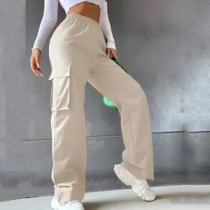 Helga Pants - Hohe Taille Weites Bein Cargohose für Frau