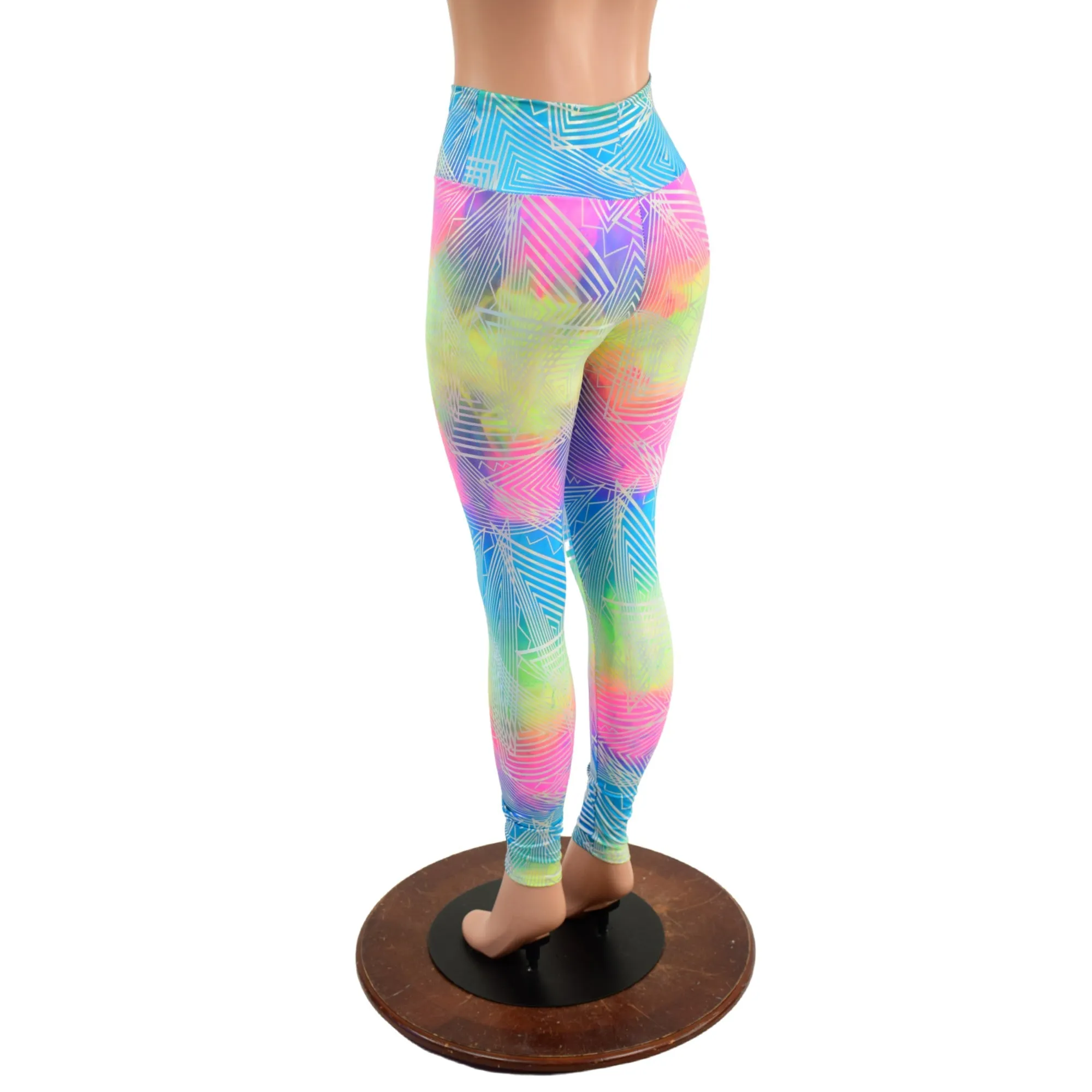 High Waist Leggings in Spectrum Holographic OVERSTOCK Ready To Ship