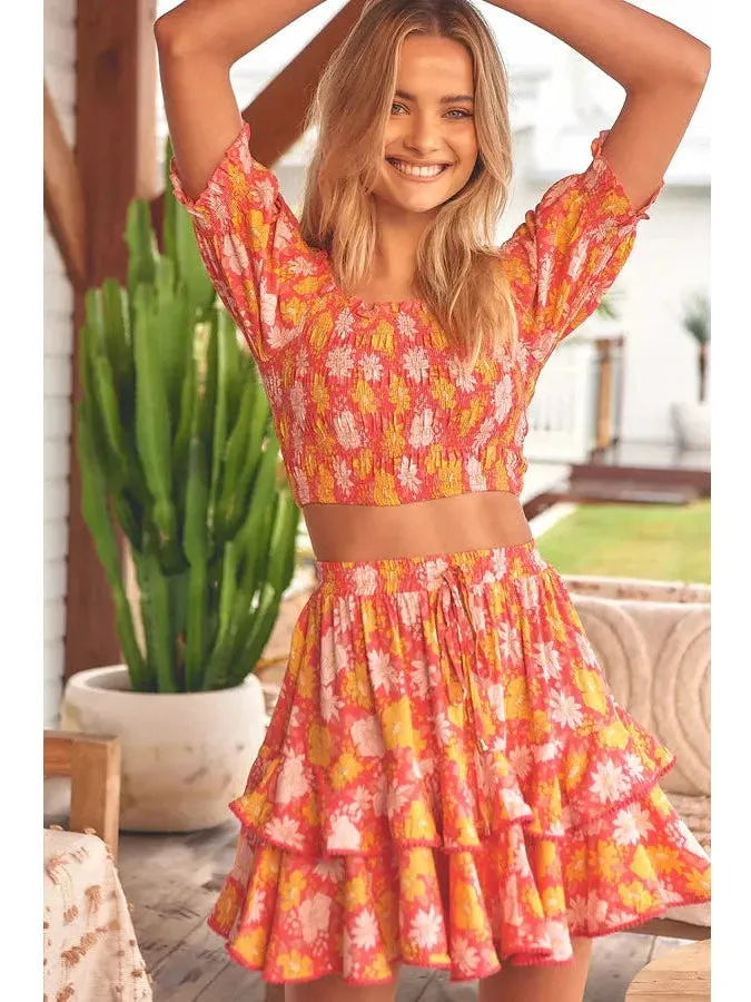 JAASE Follow the Sun Print Miri Mini Skirt - Orange