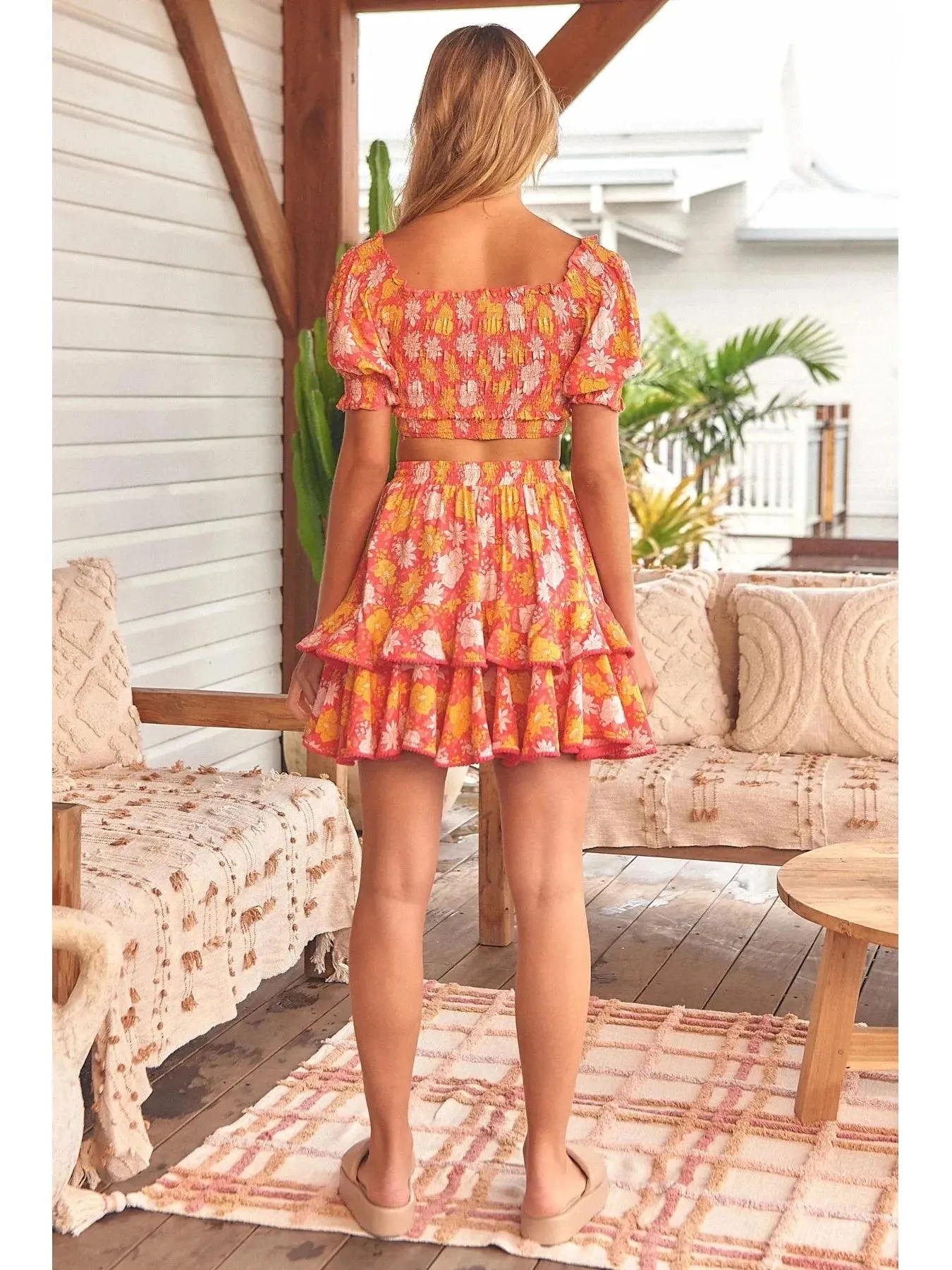 JAASE Follow the Sun Print Miri Mini Skirt - Orange