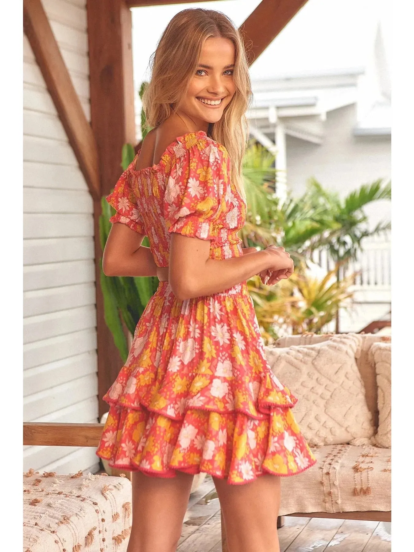 JAASE Follow the Sun Print Miri Mini Skirt - Orange