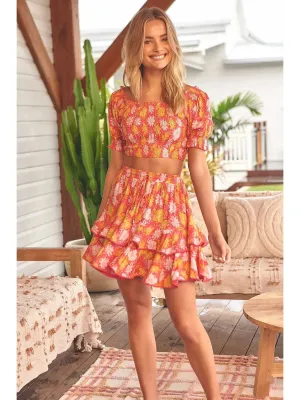 JAASE Follow the Sun Print Miri Mini Skirt - Orange