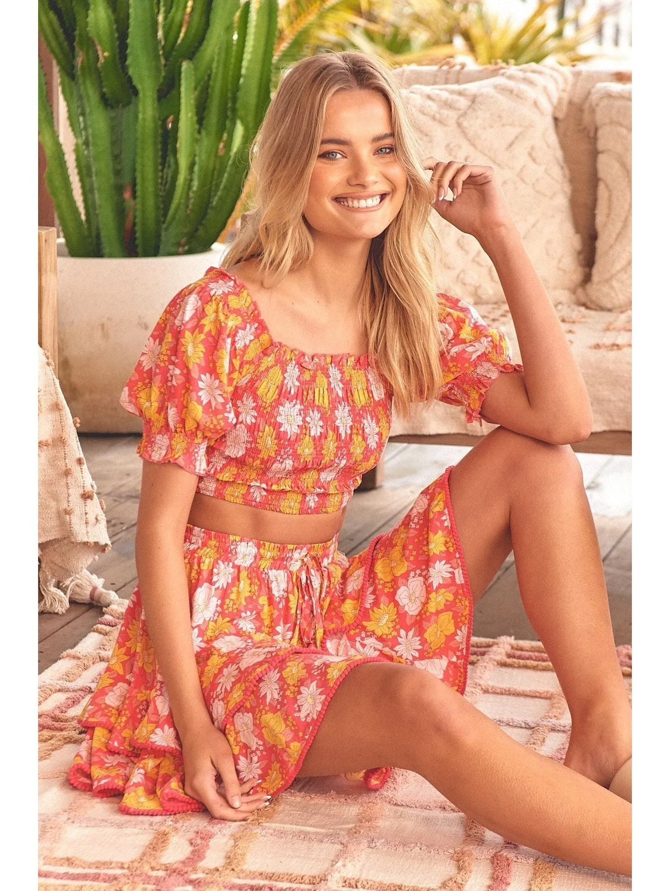 JAASE Follow the Sun Print Miri Mini Skirt - Orange