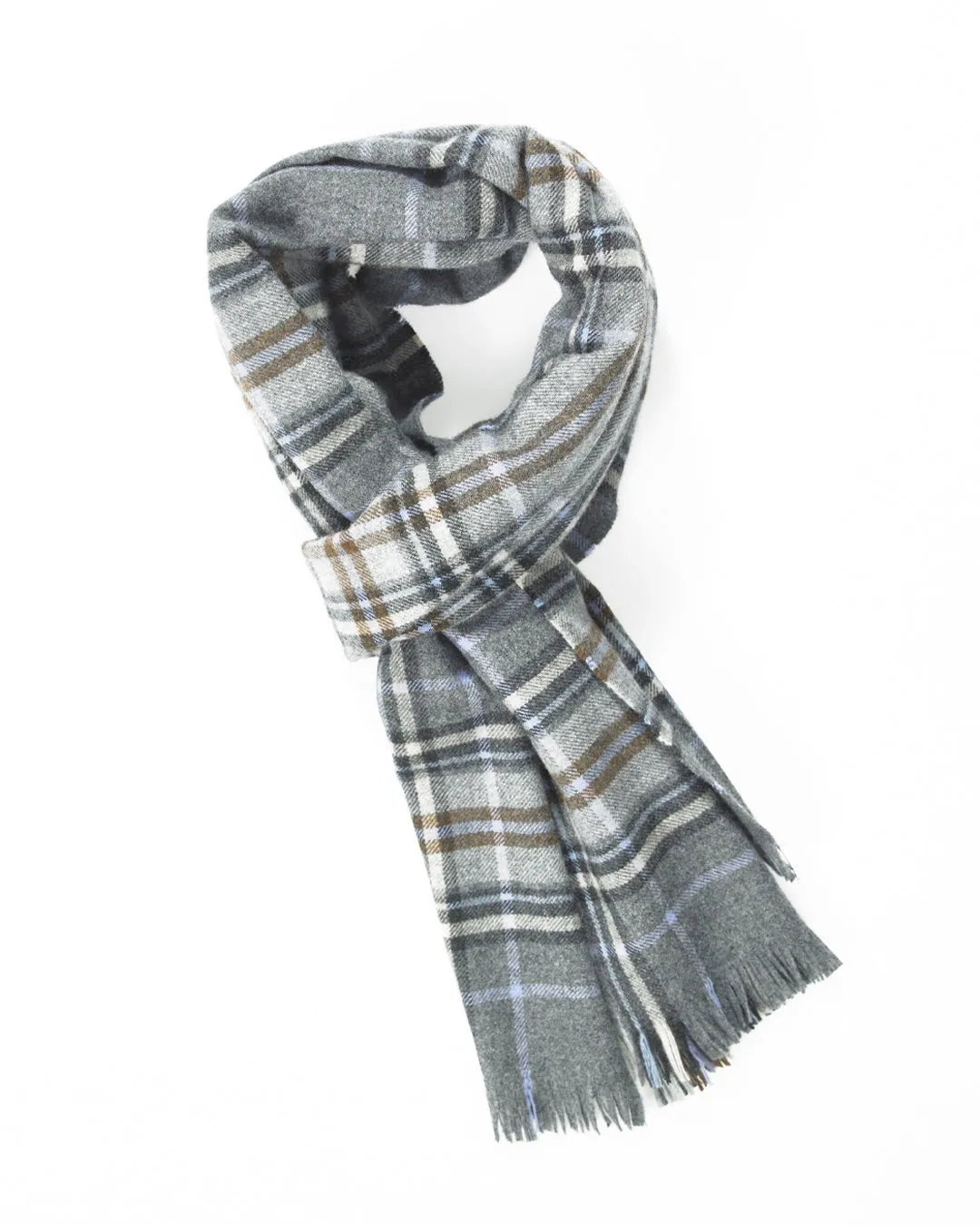 Joshua Ellis - Trans-seasonal Escorial Featherweight Plaid Scarf Grey
