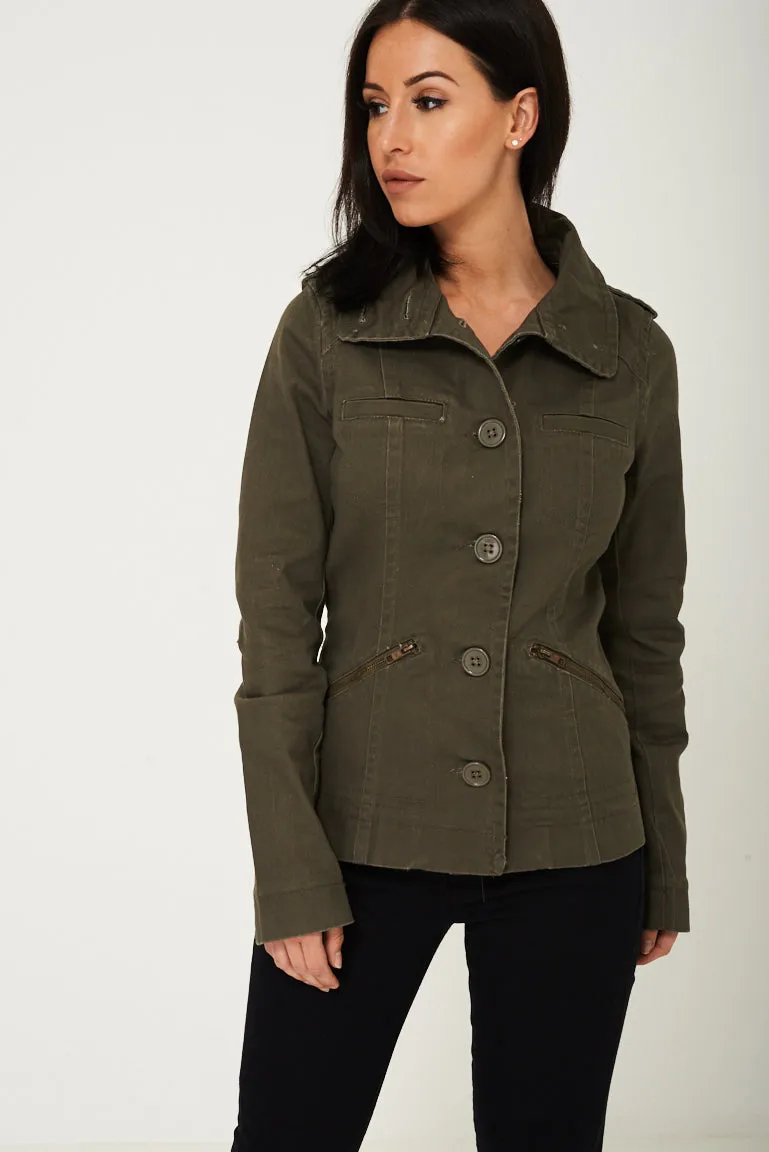 Khaki Cargo Jacket Ex Brand