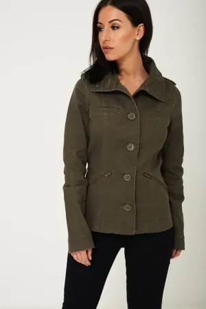 Khaki Cargo Jacket Ex Brand