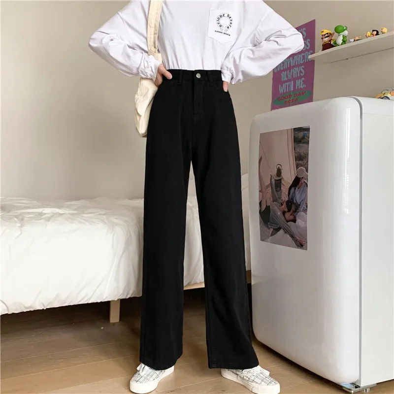 KittenAlarm - High Waist Loose Wide Leg Jeans Pants
