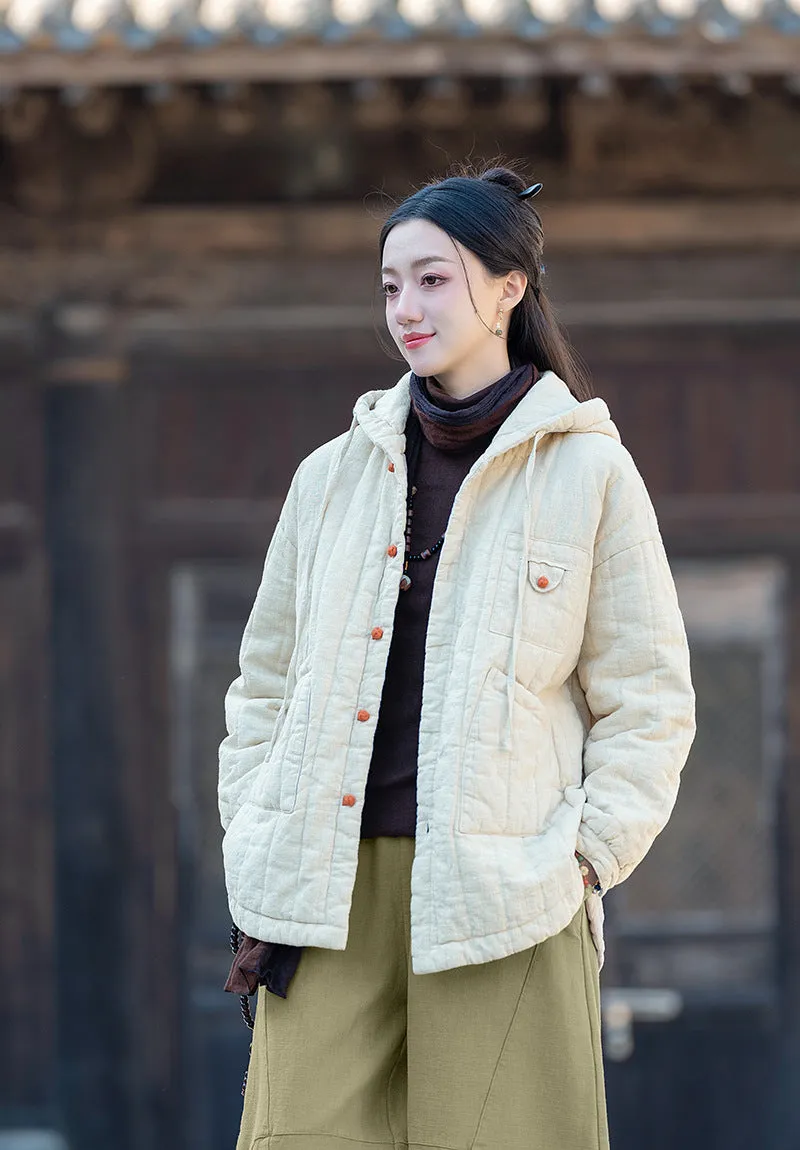 Ladies' Lightweight Hooded Quilted Jacket with Retro Style