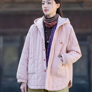Ladies' Lightweight Hooded Quilted Jacket with Retro Style