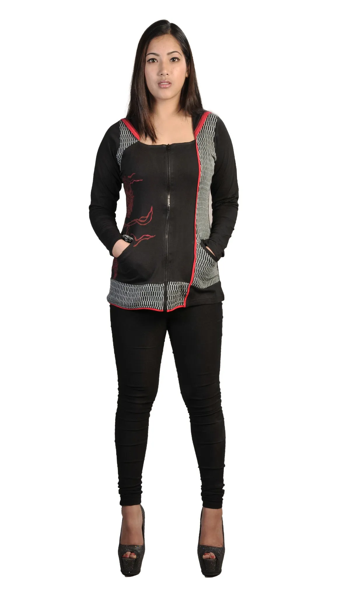 Ladies Slim Fit long Sleeve Jacket With Side Embroidery. (No Refund/ No Exchange)