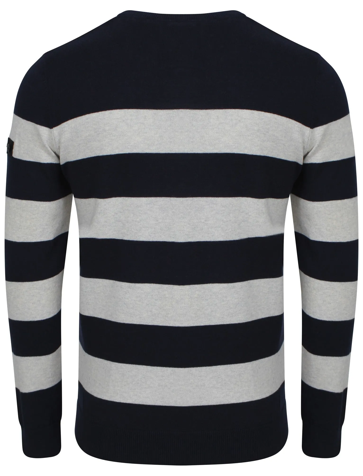 Le Shark V-neck contrast stripe jumper in mid blue