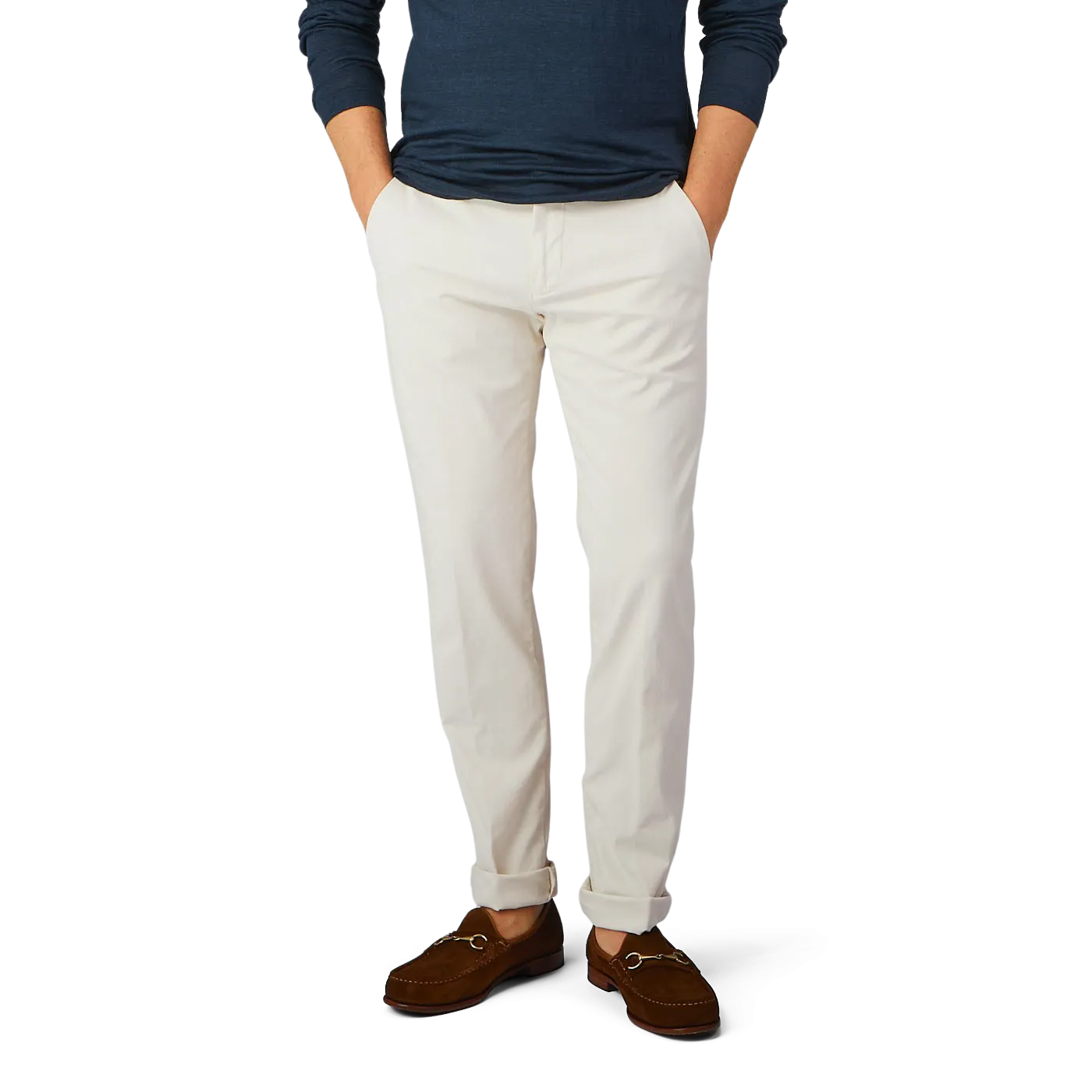 Light Beige Cotton Stretch Chinos