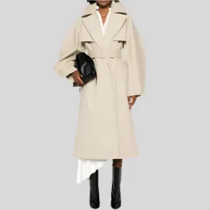 long cotton trench coat loose long-sleeved jacket