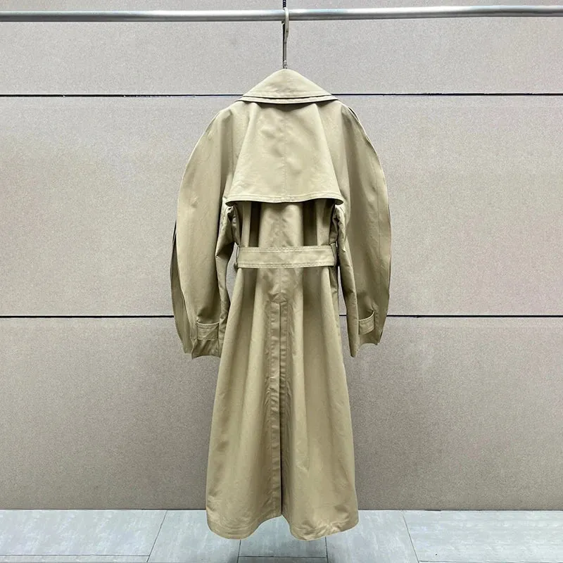 long cotton trench coat loose long-sleeved jacket