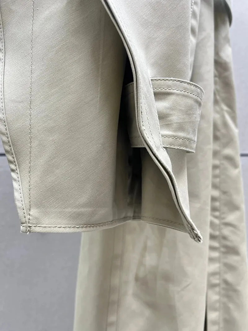 long cotton trench coat loose long-sleeved jacket