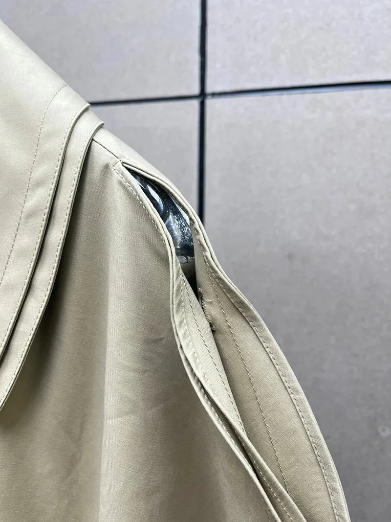 long cotton trench coat loose long-sleeved jacket