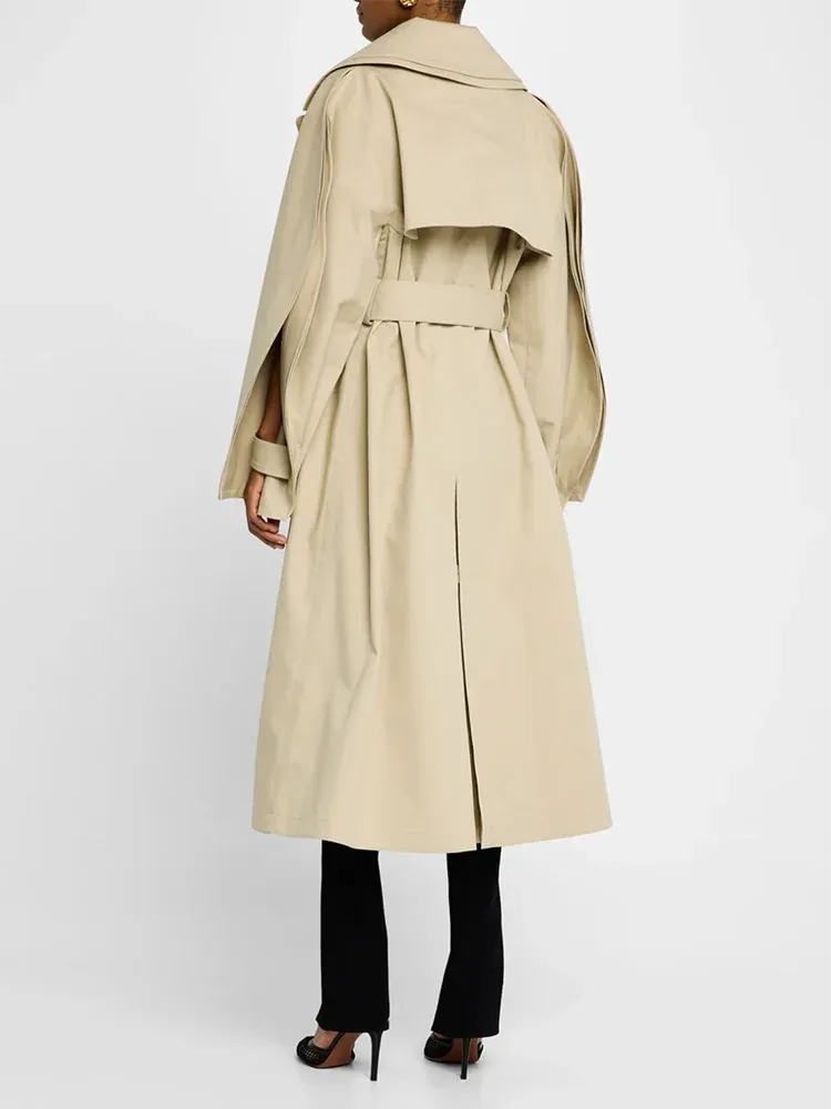 long cotton trench coat loose long-sleeved jacket