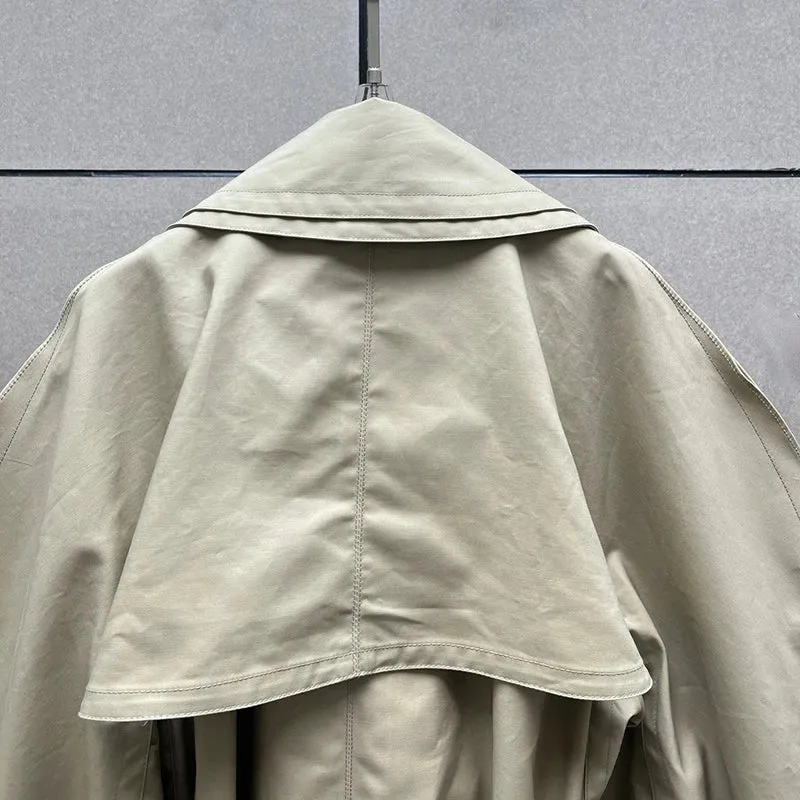 long cotton trench coat loose long-sleeved jacket