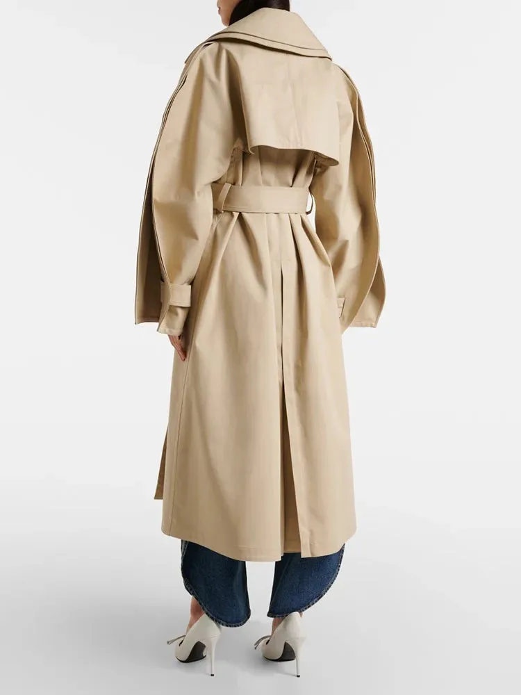 long cotton trench coat loose long-sleeved jacket
