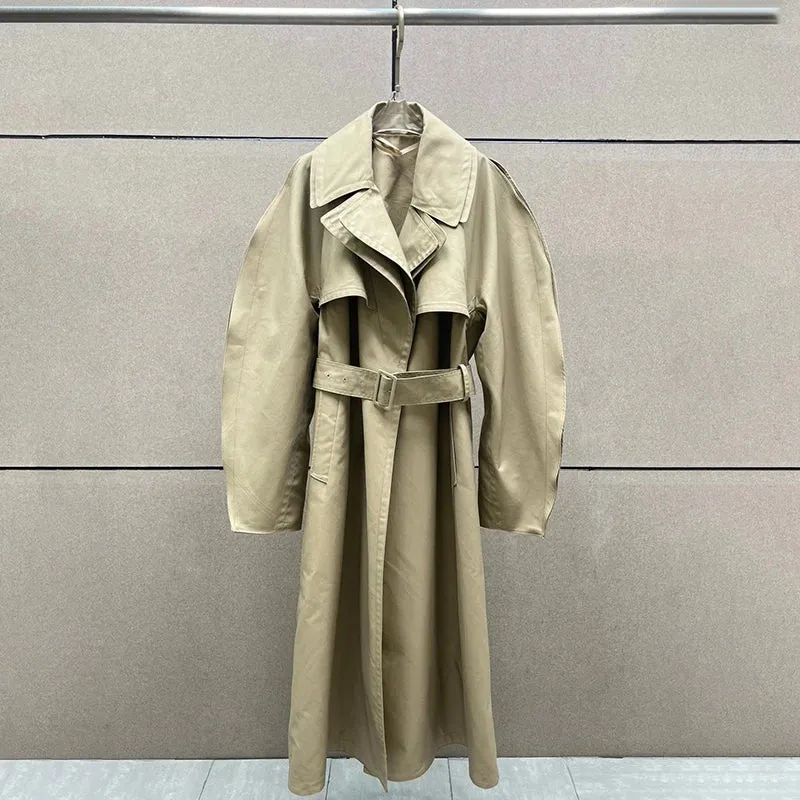 long cotton trench coat loose long-sleeved jacket