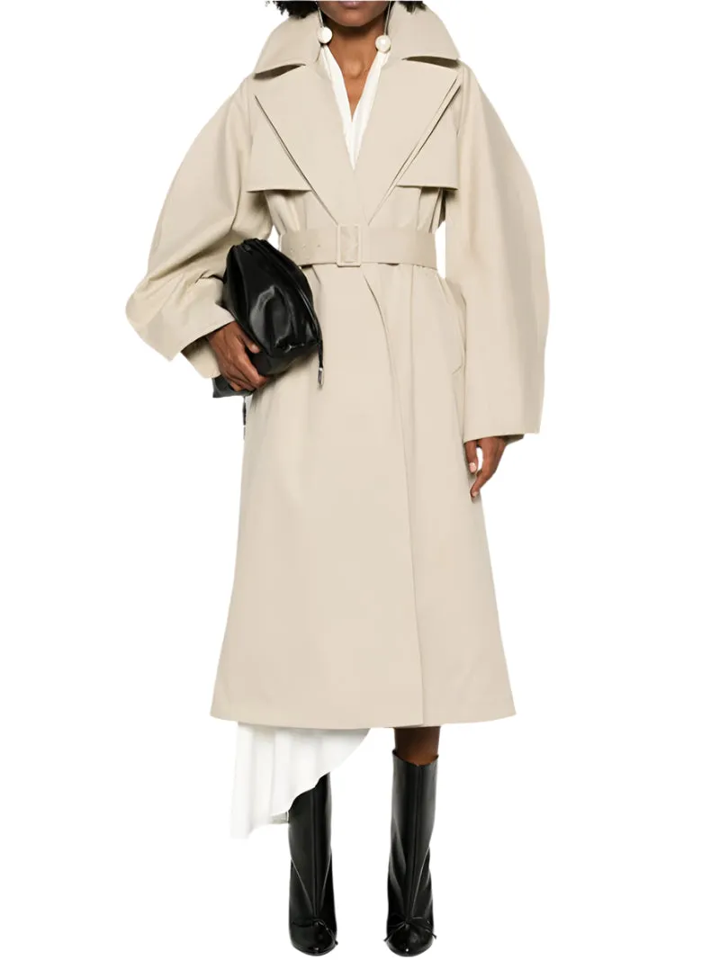 long cotton trench coat loose long-sleeved jacket