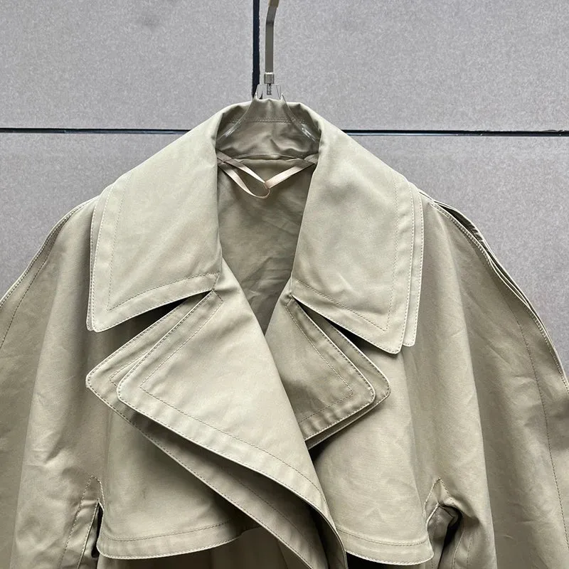 long cotton trench coat loose long-sleeved jacket