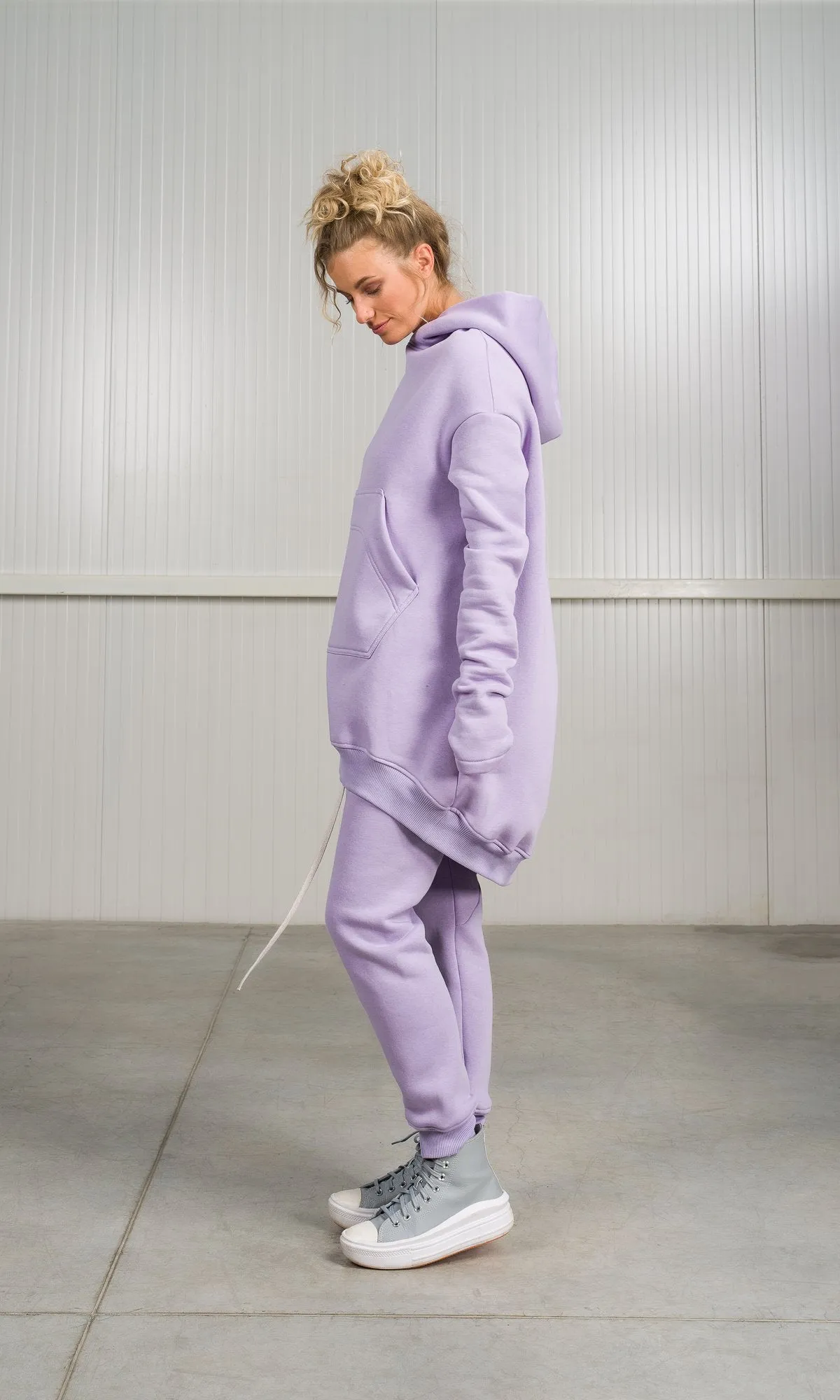 Long Hoodie with Dropped Shoulder