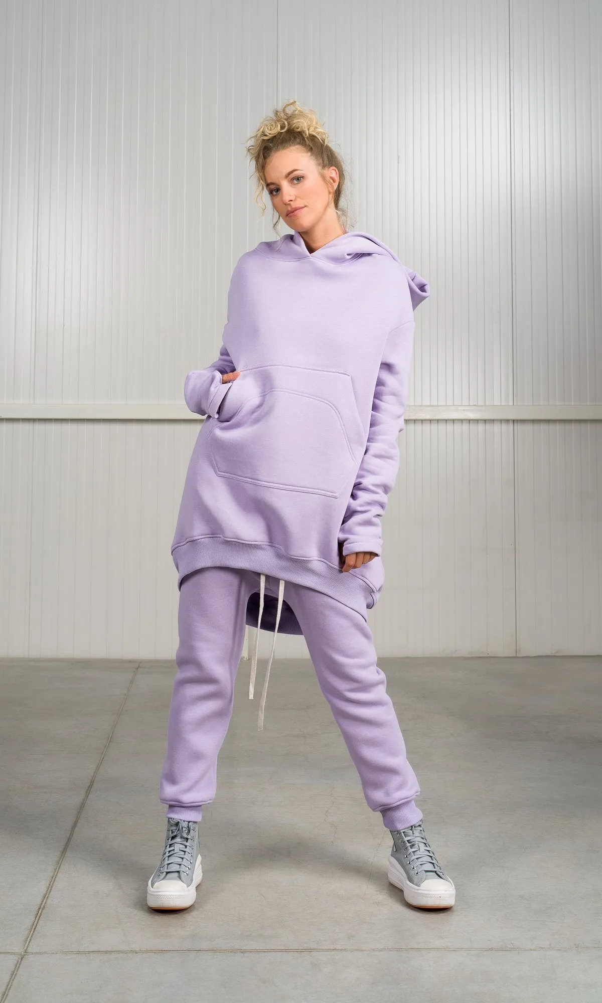 Long Hoodie with Dropped Shoulder