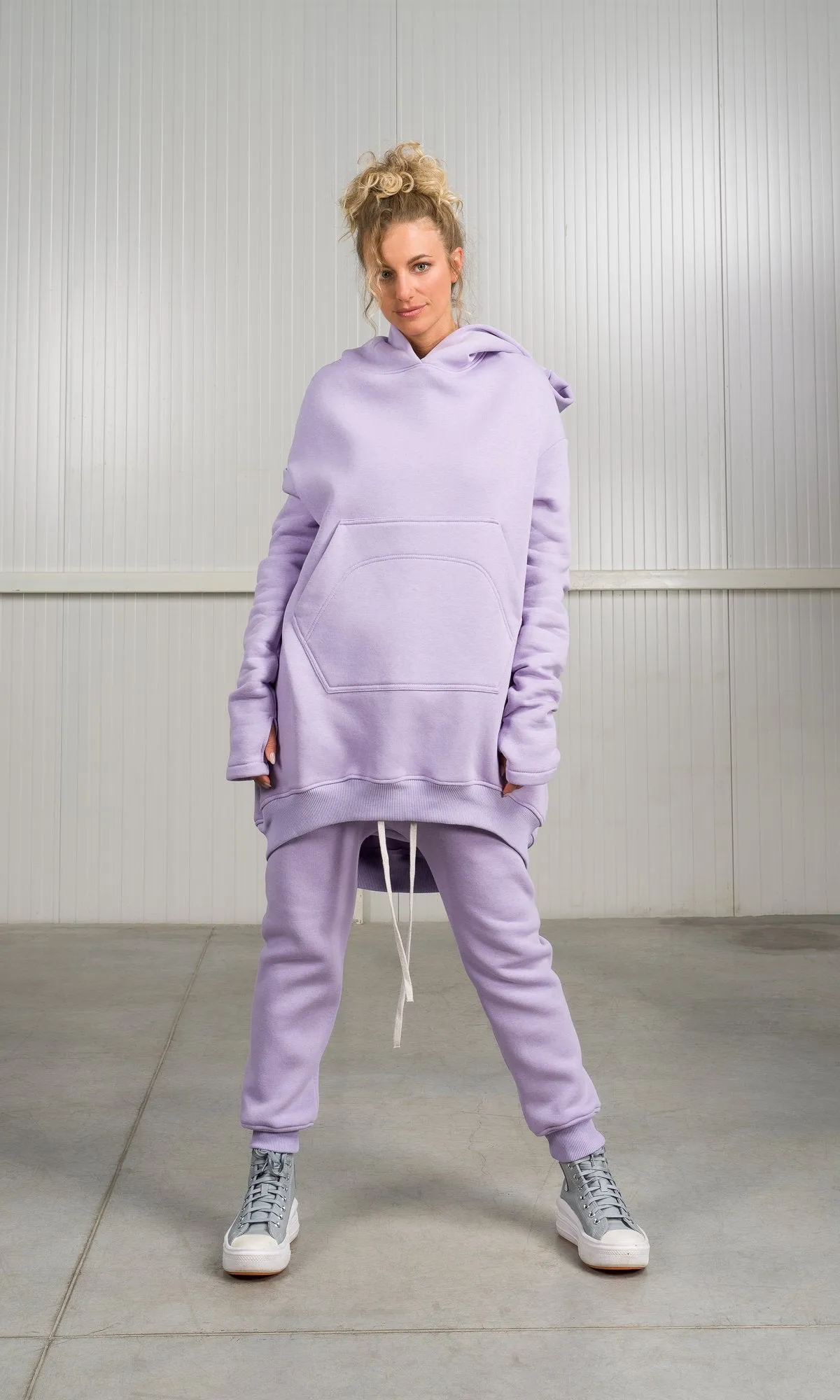 Long Hoodie with Dropped Shoulder