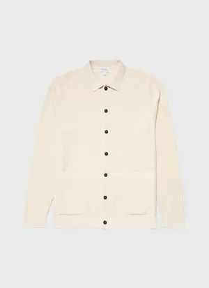 Men's Knitted Jacket in Ecru