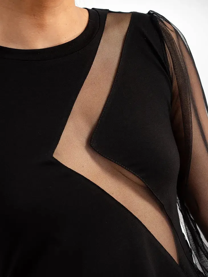 Metamorphoza Asymmetric Mesh Midi Tunic