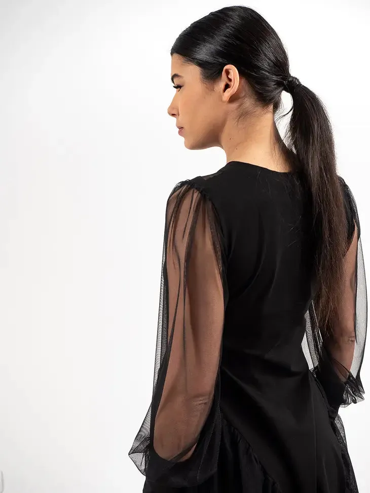 Metamorphoza Asymmetric Mesh Midi Tunic