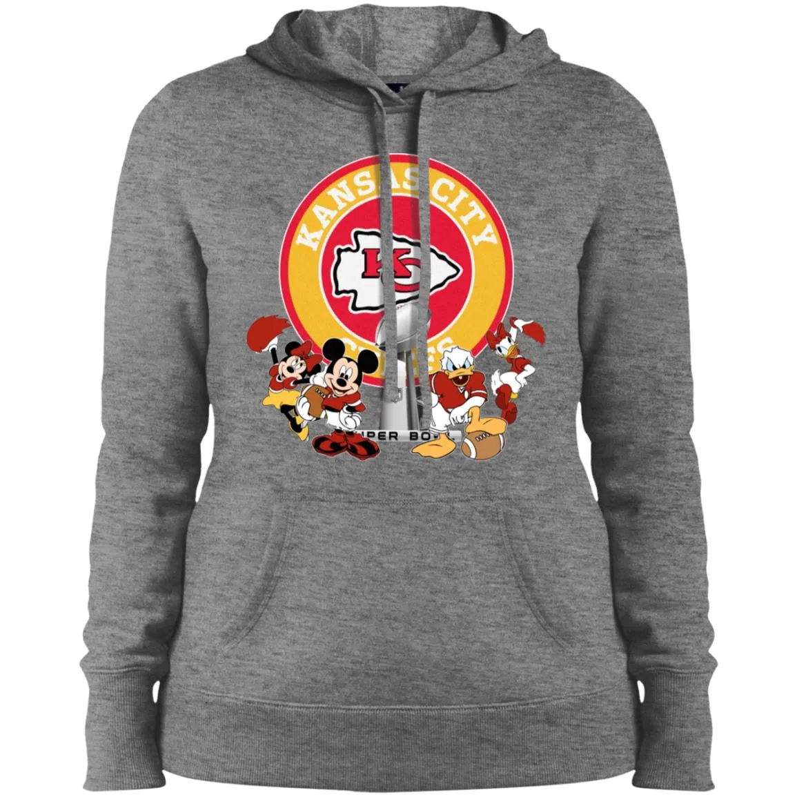 Nfl – Kansas City Chiefs Super Bowl 2019 Mickey Mouse Minnie Mouse Donald Duck Daisy Duck Football Women Hooded Sweatshirt