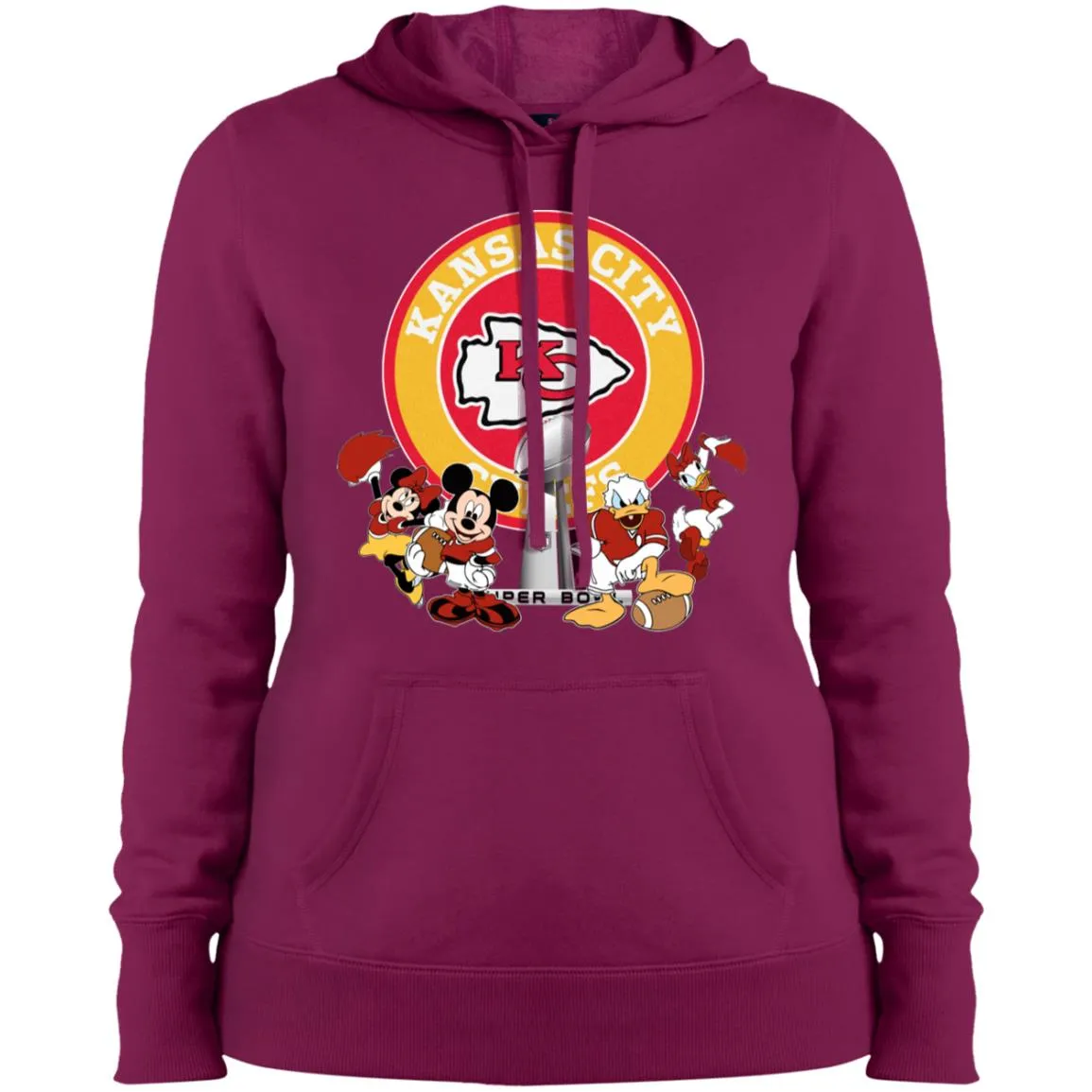 Nfl – Kansas City Chiefs Super Bowl 2019 Mickey Mouse Minnie Mouse Donald Duck Daisy Duck Football Women Hooded Sweatshirt