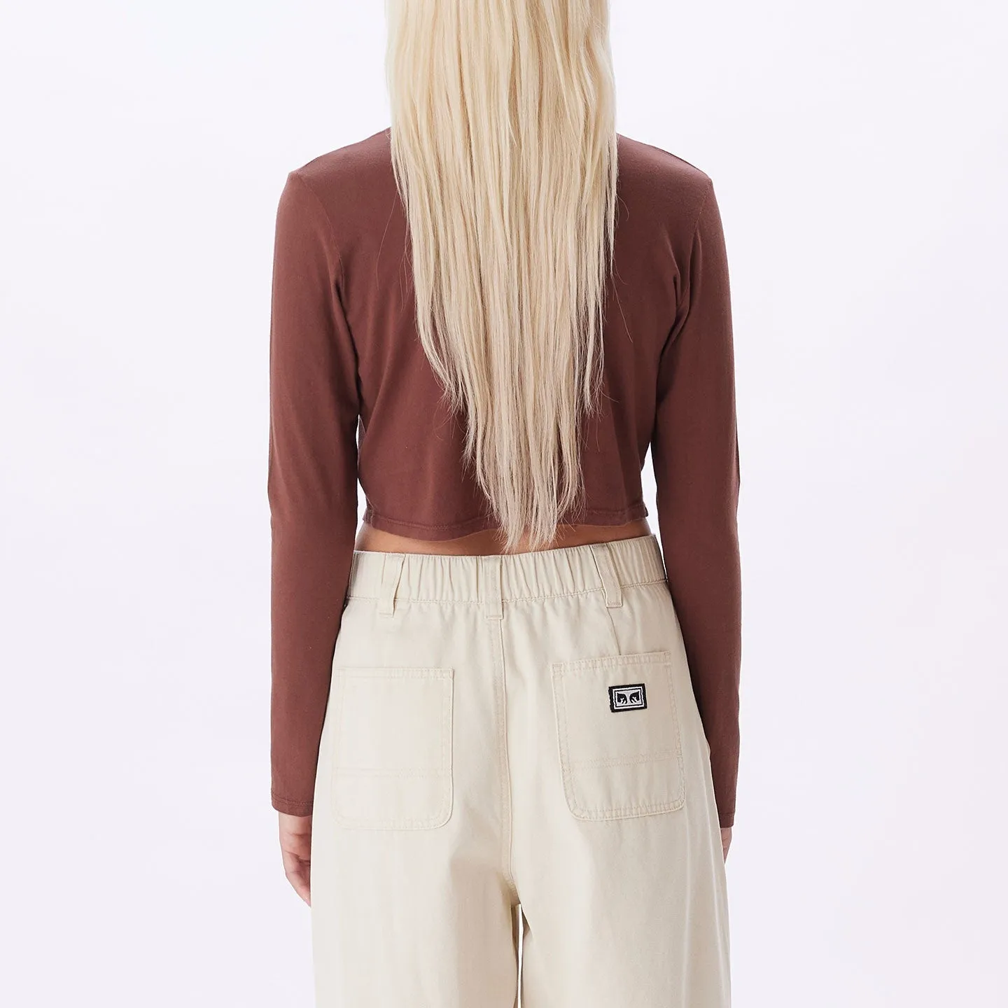 Obey Bulb Cropped Mia LS Shirt - Sepia