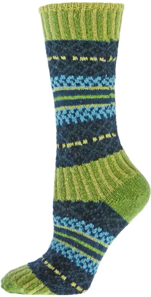 Olive Lattice Recycled Cotton Socks (Women's)