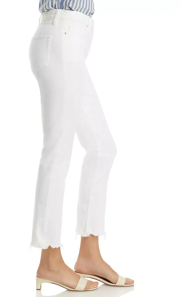 Paige Cindy HR Straight Ankle White W/Grand Hem