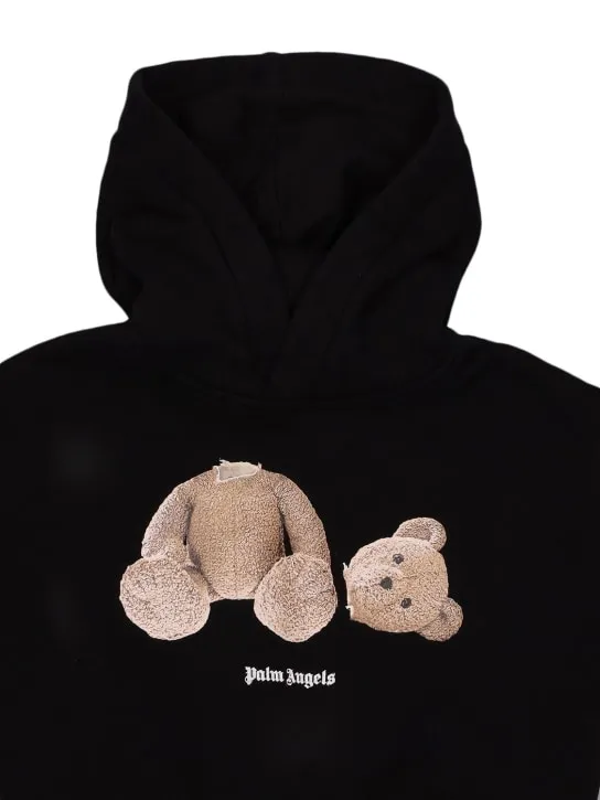 Palm Angels   Bear print cotton hoodie sweatshirt 