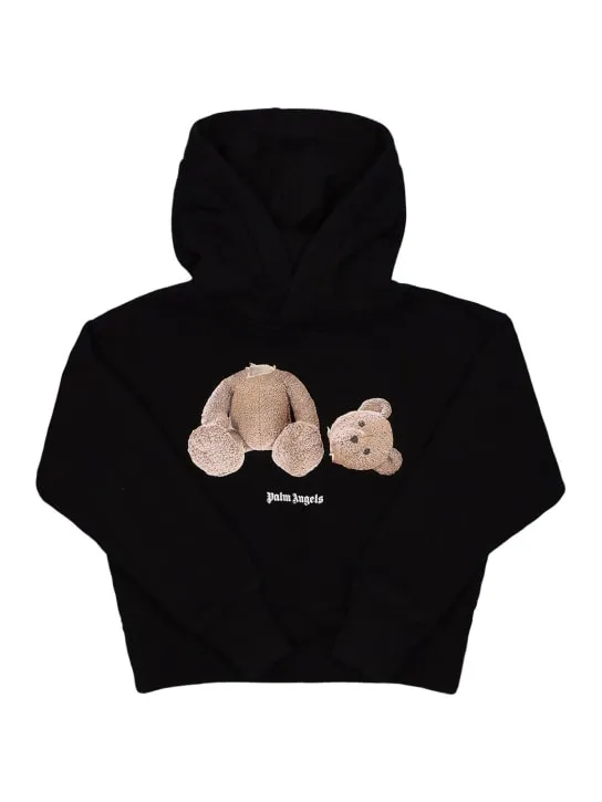 Palm Angels   Bear print cotton hoodie sweatshirt 