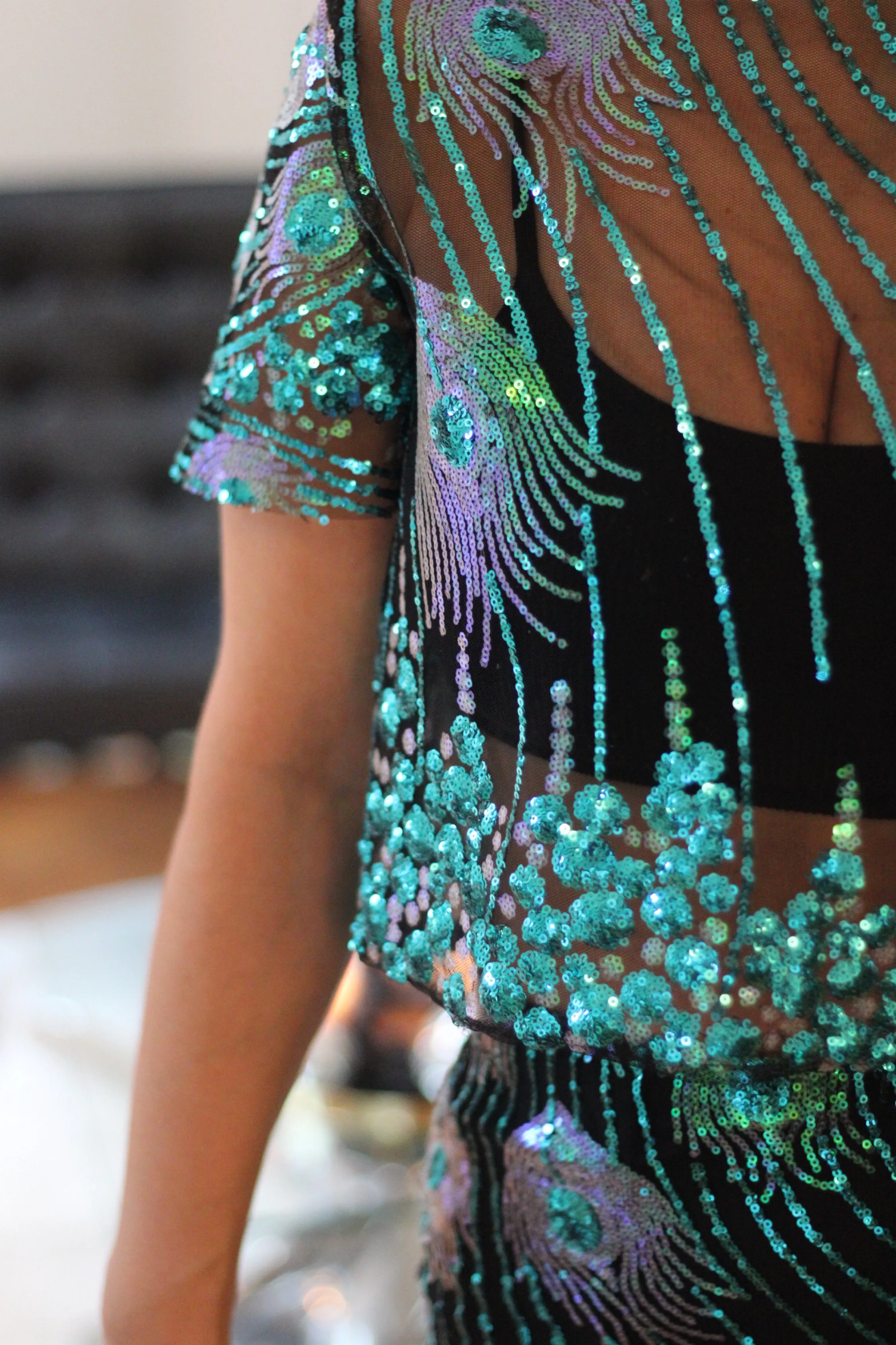 Peacock Sequin crop top