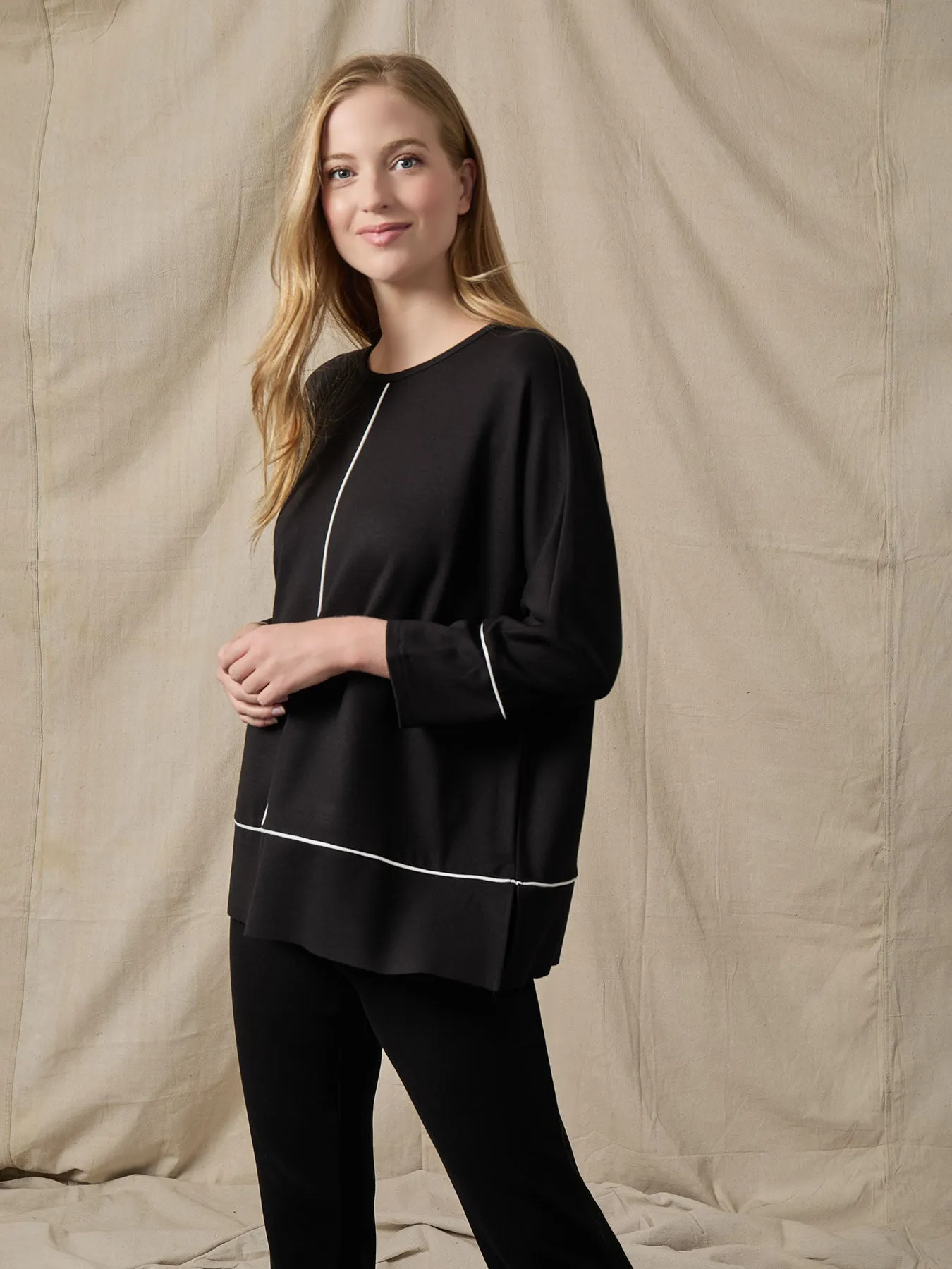 Piped Seam Detail Tunic, Serenity Knit