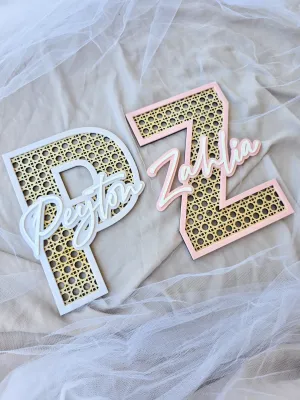 RATTAN AND ACRYLIC NAME AND LETTER SIGN