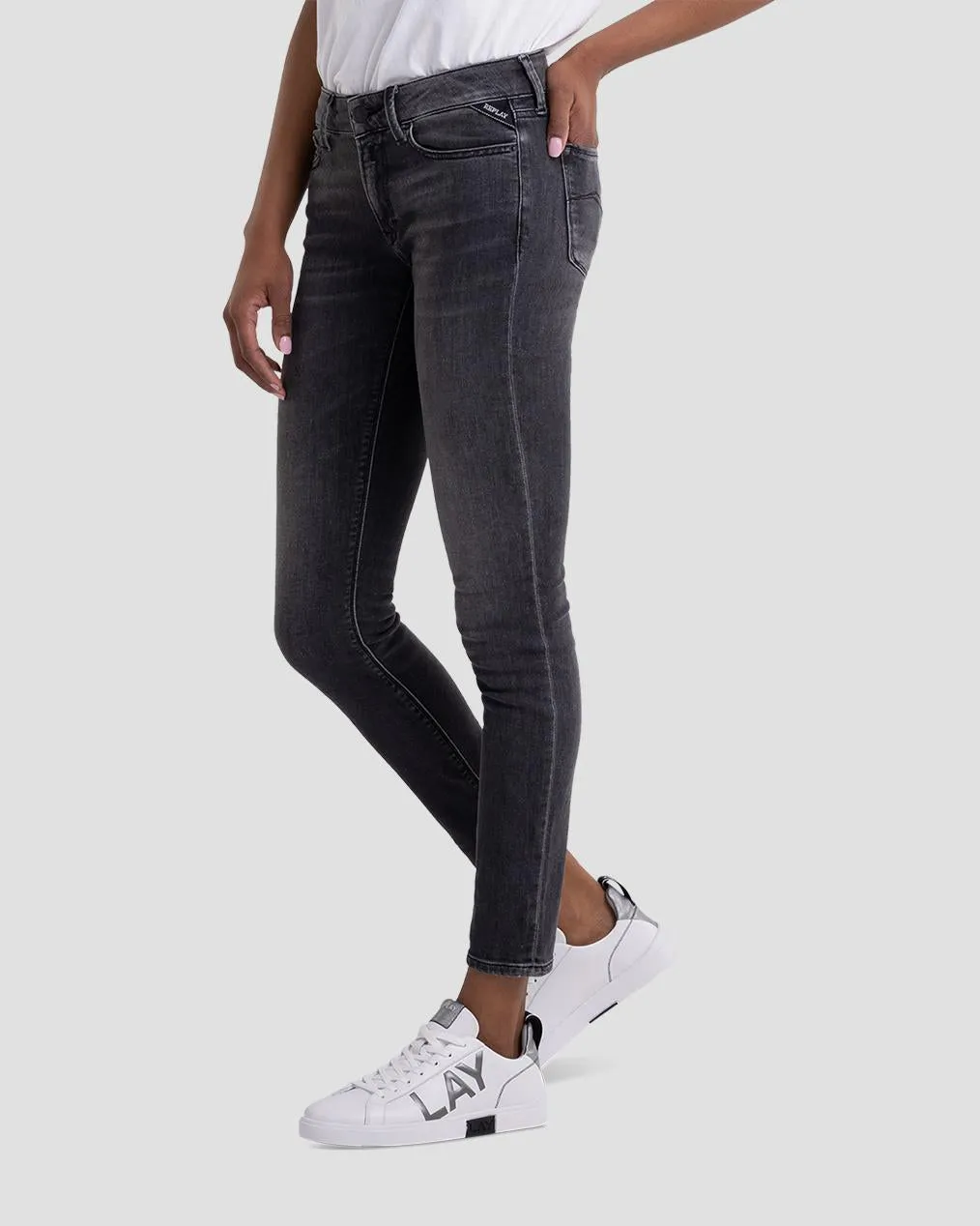 Replay Womens New Luz Skinny Fit Jeans - Medium Grey