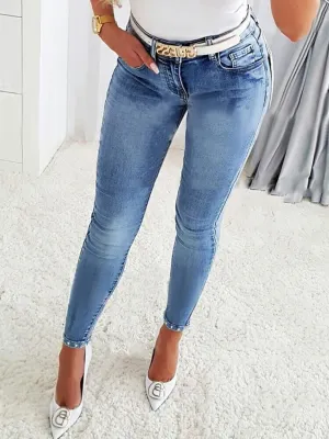 Rhinestone Bow Skinny Jeans